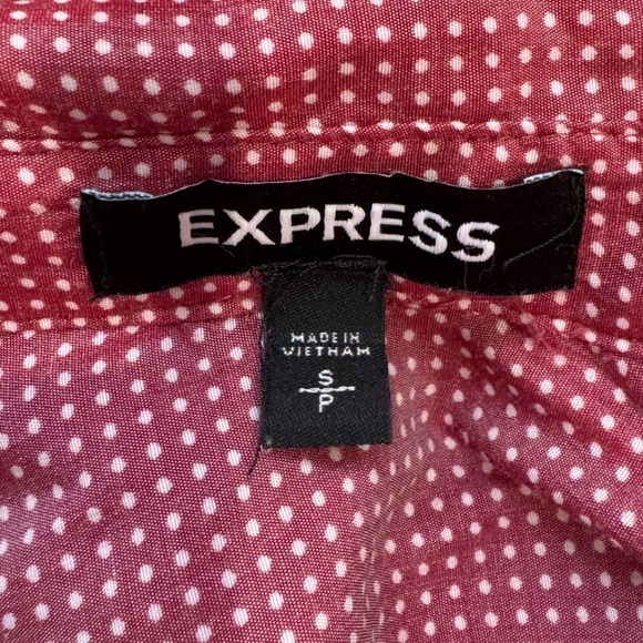 Express Polka Dot Red White Women’s Button Up (S) - Picture 6 of 7